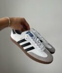 Adidass Samba Leather White Black Mens FIX