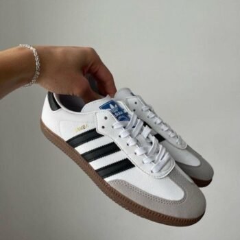 Adidass Samba Leather White Black Mens FIX