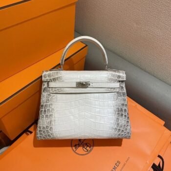 Hermes Blanc Crocodile Niloticus Himalaya Encrusted Birkin Bag