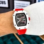 RICHARD MILLE RM 02 RED WHITE QUARTZ SILICON STRAP