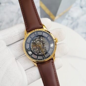 FOSSIL TOWNSMAN AUTOMATIC LEATHER BELT GOLD BROWN