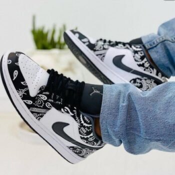 Branded Retro 1 Low Monochrome Splatter Black White