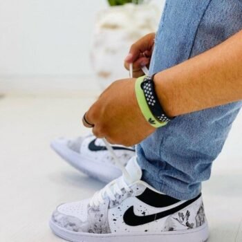 Branded Retro 1 Low Monochrome Splatter White Black