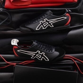 Branded Gvnchy Tiger Mexico 66 Black Red Sneakers For Men's