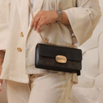 Coach Eliza Premium Crossbody Sling Bag With OG Magnetic Gift Box & Dust Bag (Black Brown - 915)