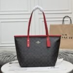 Coach Signature City Tote Bag With OG Box & Dust Bag (Dark_Brown-829)(BSB)
