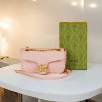 Gucci GG Marmont Matelasse Shoulder Bag With OG Box & Dust Bag (Pink-728)(BSB)