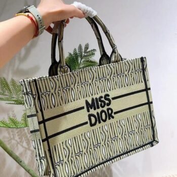 Miss Dior Book Tote With OG Box & Dust Bag & Scarf (L_Green-1034)(BSB)