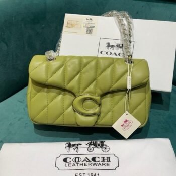 Coach Soft Green Tabby 26 Quilted Medium Leather Shoulder Bag With OG Box & Dust Bag (CP-150-Green)(LB)