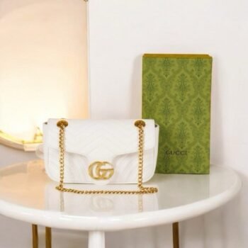 Gucci Vance GG Marmont Matelasse Shoulder Bag With OG Box & Dust Bag (White-729)
