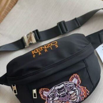 Kenzo Waist Nylon Pouch Track Belt Bag Signature With Dust Bag (K131 Black Purple)