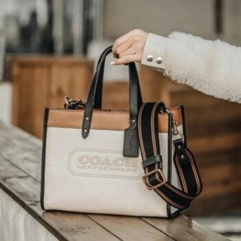 Coach Field Tote Bag With OG Double Box & Dust Bag_& Shoulder Strap (White-116)
