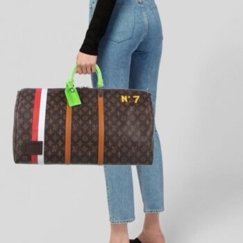 Louis Vuitton LV Keepall Bandouliere 55 Trunk NO7 Weekend Travel Duffle Bag With Tag & Dust Bag (8273)(LB)