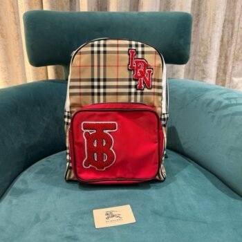 Burberry Nylon Check TB Logo Rucksack Unisex Backpack Rare Plaid With Dust Bag B8890 Black