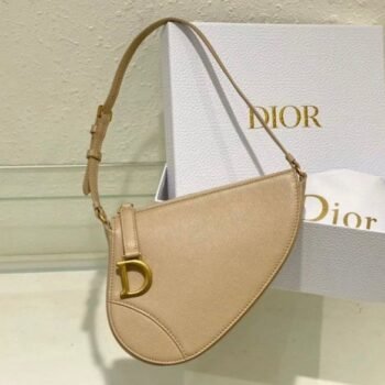 Christian Dior CD Saddle Rodeo Bag Pouch With OG Box & Dust Bag (379 Apricot)