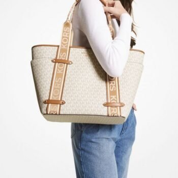 Michael Kors MK Maeve Tote Bag With Dust Bag & Sling Belt (White - 184)