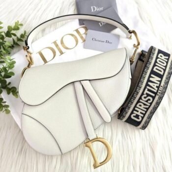 Dior Saddle Premium Leather White With OG Box & Dust Bag (White-1026)(BSB)