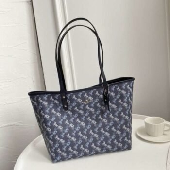 Coach Signature City Tote Bag With OG Box & Dust Bag (Printed_Blue-845)(BSB)