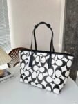 Coach Signature City Limited Edition Premium Tote Bag With OG Magnetic Box & Dust Bag (Black_White-874)(BSB)