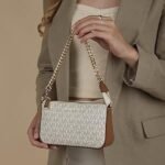 Michael Kors MK MD Chain Pouchette Bag With Dust Bag (White - 249)(BSB)