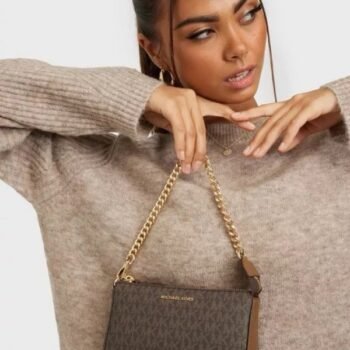 Michael Kors MK MD Chain Pouchette Bag With Dust Bag (Brown - 248)(BSB)