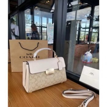 Coach Eliza Top Handle Premium Crossbody
Bag With OG Magnetic Gift Box & Dust
Bag (White-914)(BSB)