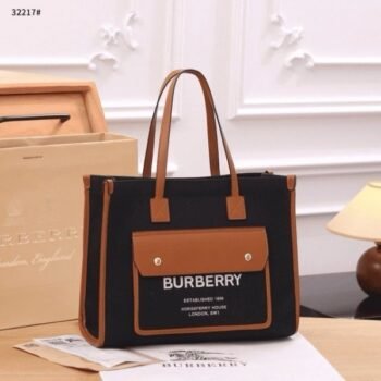Burberry Horseferry London Tote Bag With Dust Bag (Black_Brown-985)(BSB)