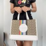 Coach Dempsey Tote With OG Box & Dust Bag & Extra Shoulder Strap (Rainbow-718)(BSB)