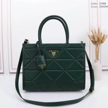 Prada Leather Symbole Tote Bag With Dust Bag (Green-223)(BSB)