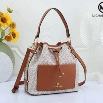 Michael Kors Maeve Medium Bucket Bag With Dust Bag Beige Brown 100829(LB)