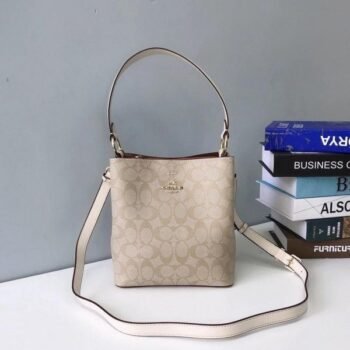 Coach Mollie 22 Apricot Khakhi Black Interior Bucket Bag With Dust Bag 8067 Shallow Apricot Khakhi(LB)