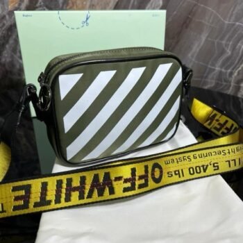 Off White Binder Nylon Small Crossbody With OG Box & Dust Bag & 07 Army Green Yellow(LB)