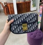 Christian Dior Oblique Monogram Bag With Bill OG Box & Dust Bag 78806 Black(LB)