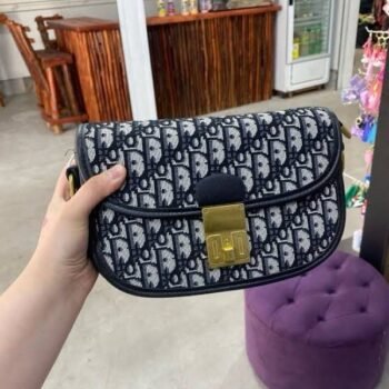 Christian Dior Oblique Monogram Bag With Bill OG Box & Dust Bag 78806 Black(LB)