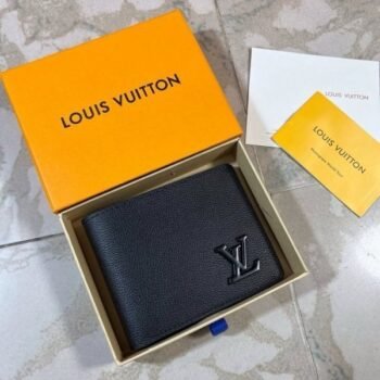 Louis Vuitton Lv Black Leather Wallet M69829 Black Hardware(LB)