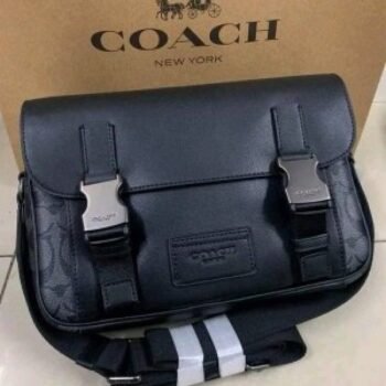 Coach Track Crossbody In Signature Canvas With Dust Bag 1680 Black(LB)