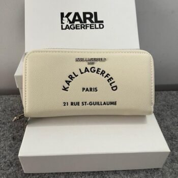 Karl Lagerfeld Dual Zip 76 Wallet With Original Box Dust Cover & Brand Paper KS016 White(LB)