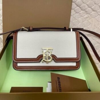 Burberry Horseferry Road Sling Bag With OG Box & Dust Bag & 2 Belts (Cloth_Brown_80689141)(LB)