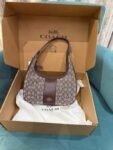 Coach Carmen Shoulder Bag With OG Box Dust Bag-6812-14 Brown Cloth(LB)