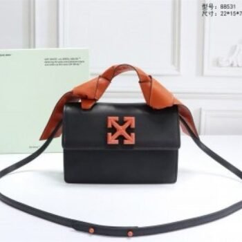Off-White 1.4 Jitney Bag With Orange Black arrows At Front Shoulder Bag (88531 Orange Heather Handle Knots)(LB)
