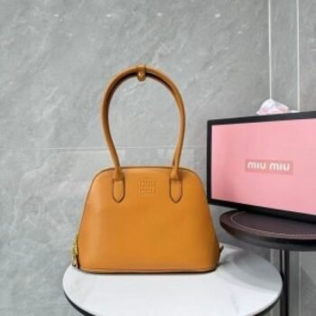 Miu Miu Embossed-Logo Medium Tote Bag With Dust Bag (3005 Brown)(LB)
