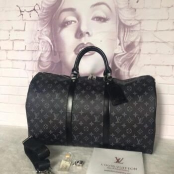 Louis Vuitton Keepall 55 Premium Duffle Bag With Dust Bag Black Flower 41416-12(LB)