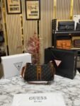 GUESS GINEVRA LOGO ELITE HANDBAG WITH BOX AND DUST BAG (COFFEE)(MT)