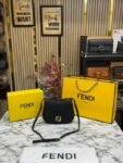 FEND I COMON FF LOGO PLAQUE HANDBAG WITH OG BOX AND DUST BAG INCLUDING CARRY BAG PREMIUM QUALITY (BLACK)(MT)