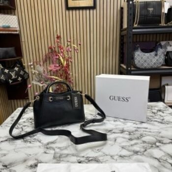 GUESS QUATTRO G LUXURY SATHCHEL HANDBAG WITH OG BOX AND DUST BAG PREMIUM QUALITY (BLACK)(MT)