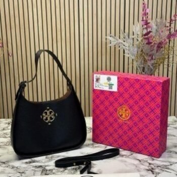 TOR Y BURCH WOMENS MILLER SMALL CLASSIC SHOULDER HANDBAG WITH OG BOX AND DUST BAG (BLACK)(MT)