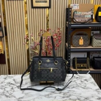 Coach Womens Signature Canvas Kailey Carryall Handbag With DustBag (C506-BLACK)(MT)