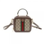 Gucci Brown Leather Ophidia Mini Top Handle 2WAY Bag with magnet box 379(BR)
