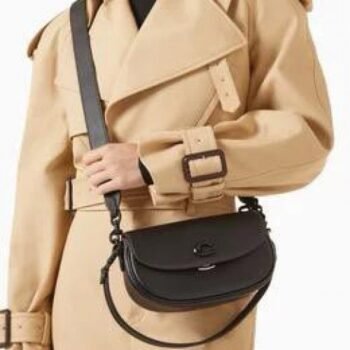 Coach Black Emmy 23 Medium Saddle Bag Black With Og Box