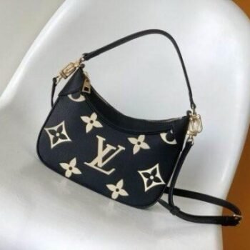 Louis Vuitton Bagatelle Black cream Monogram Empreinte With Og Box